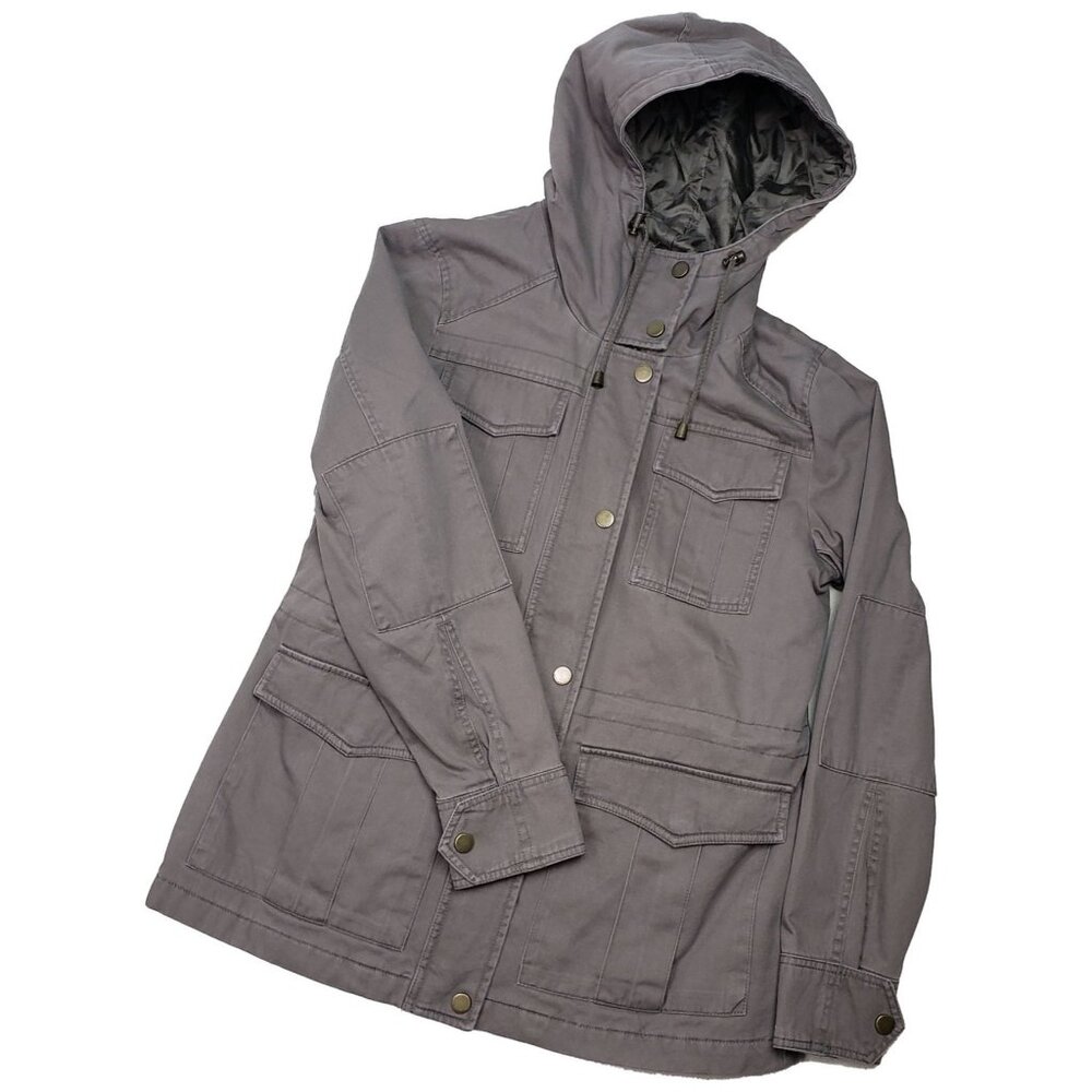 Lucky Brand Women's Hooded Cargo Jacket Khaki Sz M EXCELLENT CONDITION!!!